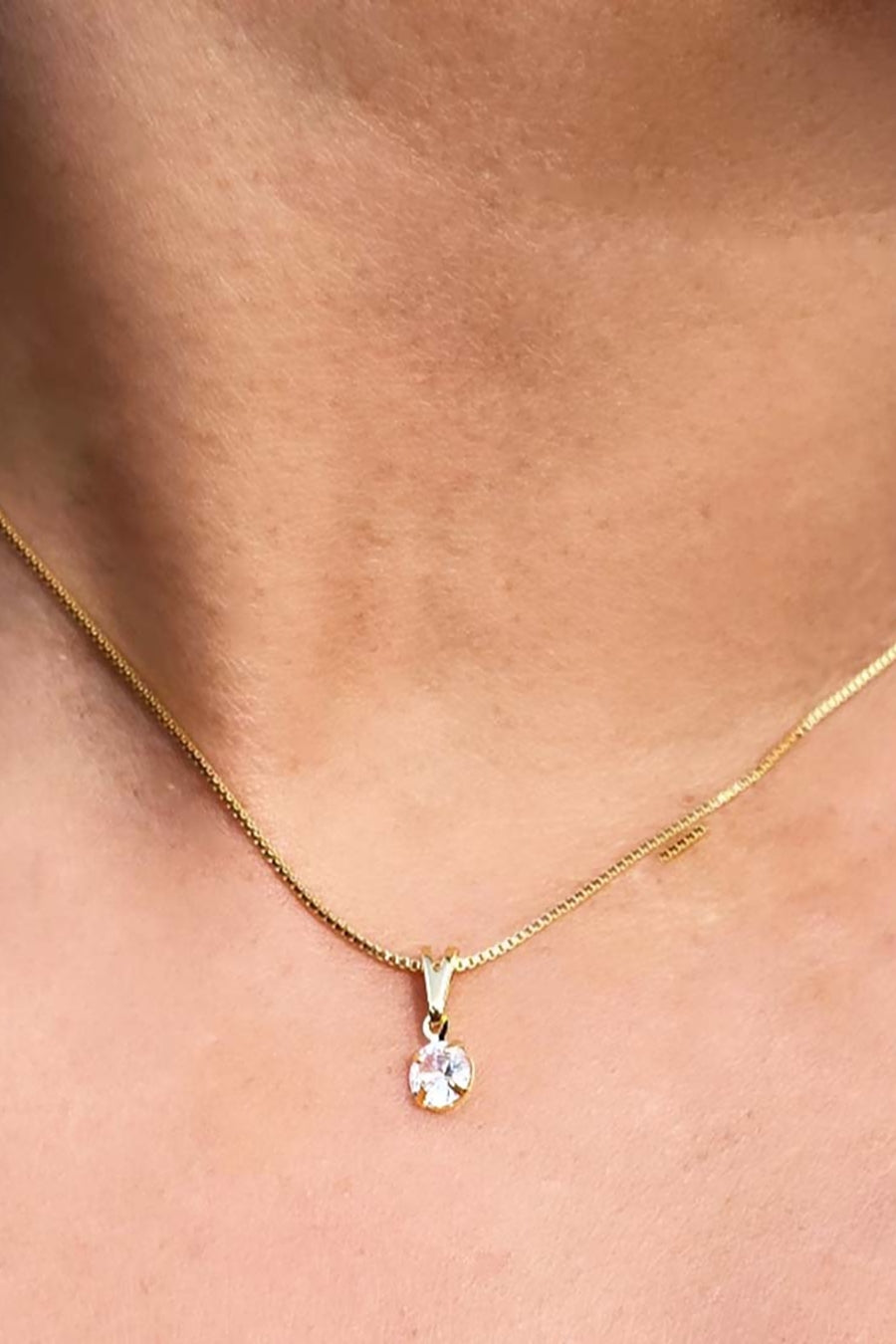Colar Pingente Ponto de Luz Banhado em Ouro 18k