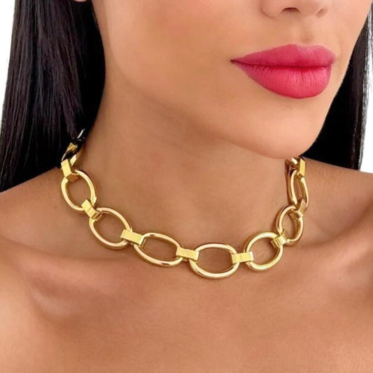 COLAR EM ELOS CHOKER BANHADO A OURO