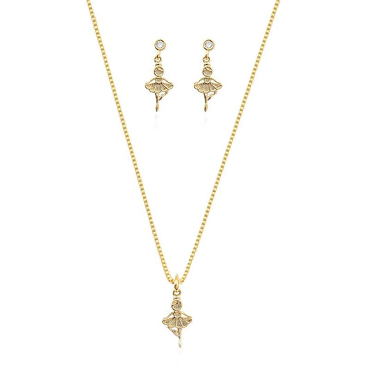 CONJUNTO INFANTIL BAILARINA BANHADO A OURO